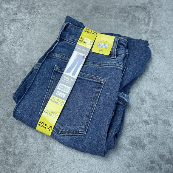 Well Worn Womens Size 6 / 28 Wide Leg Jeans Blue e0582 - Picture 2 of 6